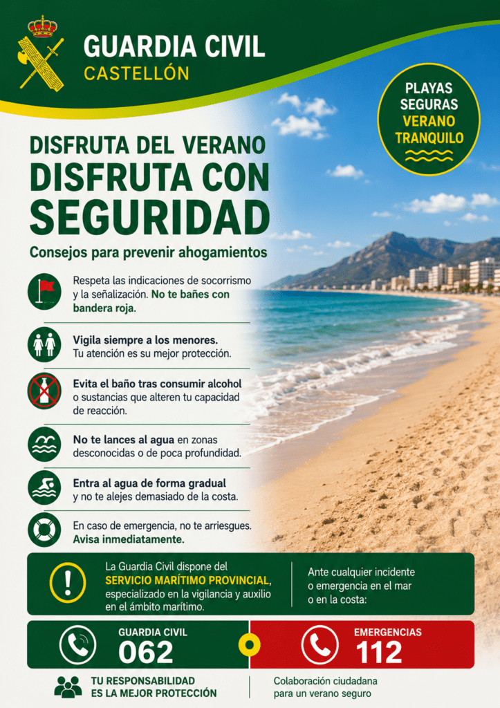 Recomendaciones de la Guardia Civil para prevenir y disfrutar de un baño seguro