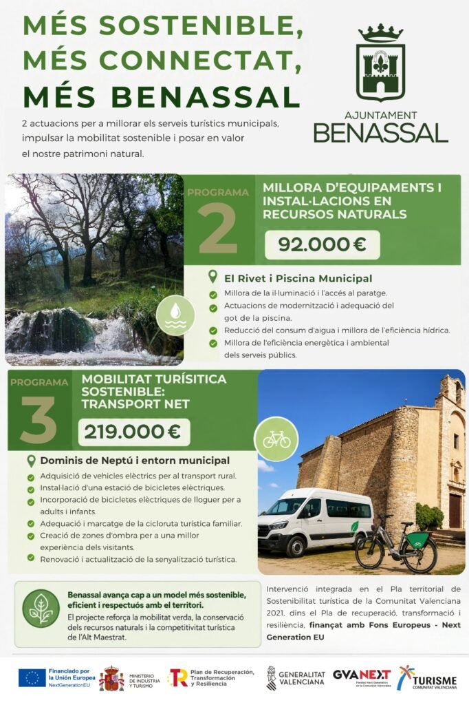 Más de 300.000 euros para mejorar los servicios turísticos de Benassal