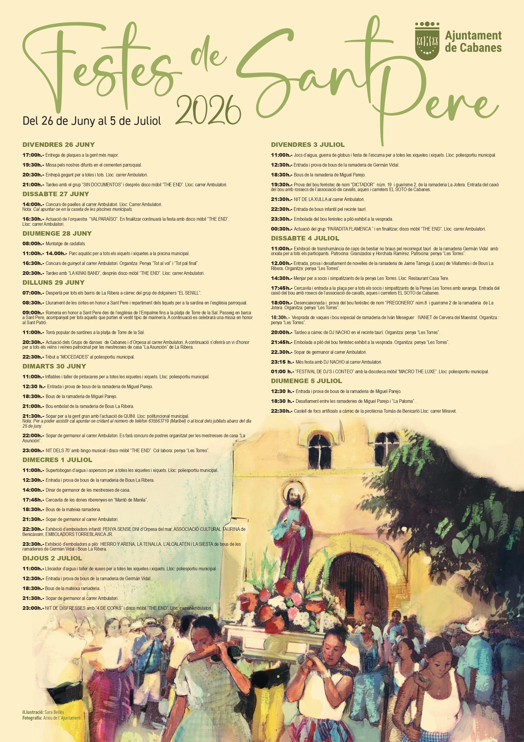 La tradición marinera y el programa cultural destacan en las Fiestas de Sant Pere de la Ribera de Cabanes