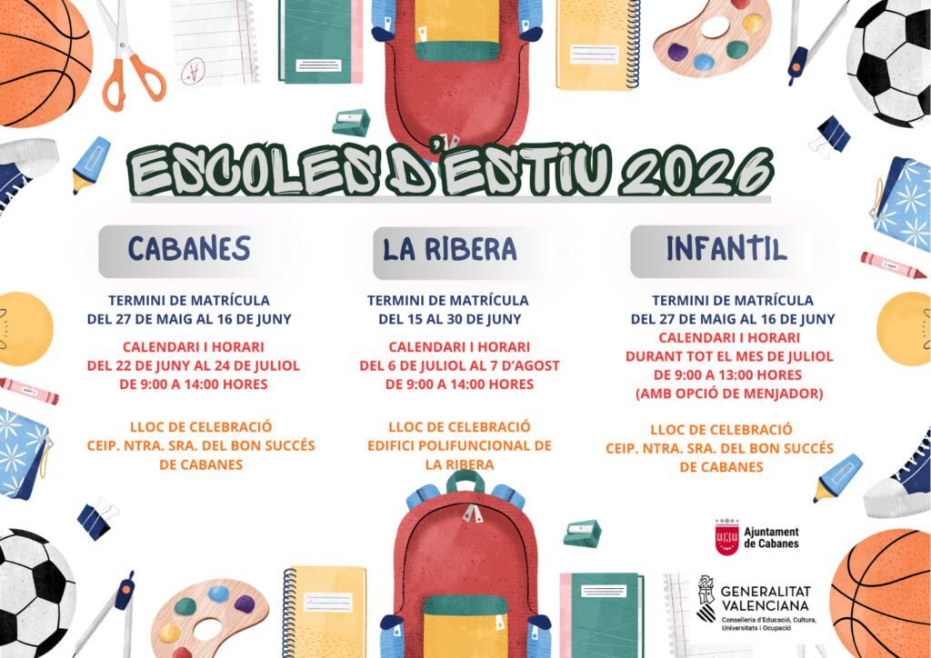 Cabanes impulsa la Escola d’Estiu para facilitar la conciliación familiar durante las vacaciones