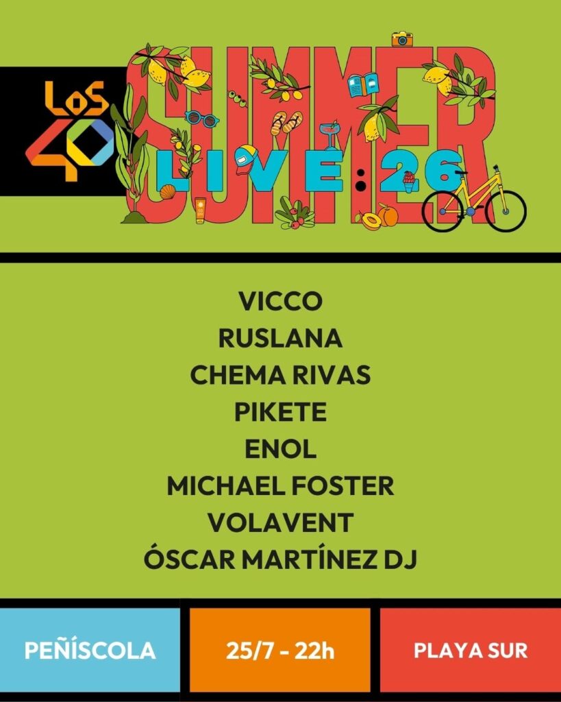 Espectacular cartel de LOS40 Summer Live 2026 en Peñíscola – foto 8