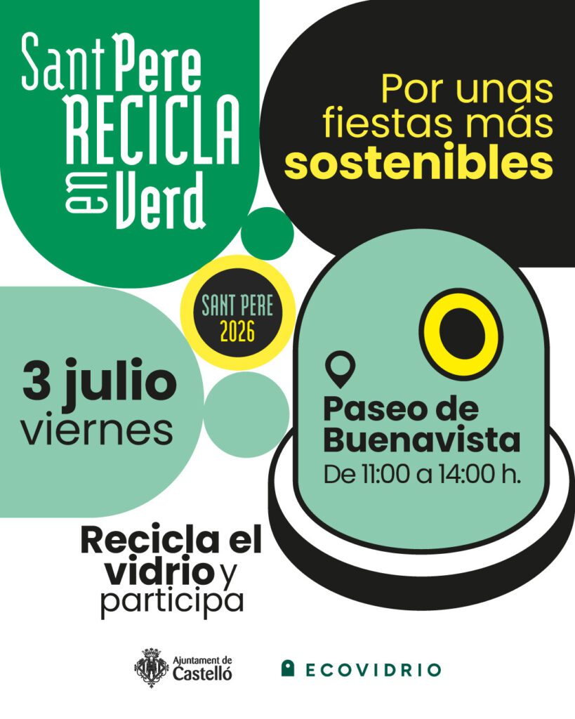 Ayuntamiento y Ecovidrio impulsan la campaña «Sant Pere Recicla en Verd» que fomenta el      reciclaje de vidrio en las fiestas del Grao