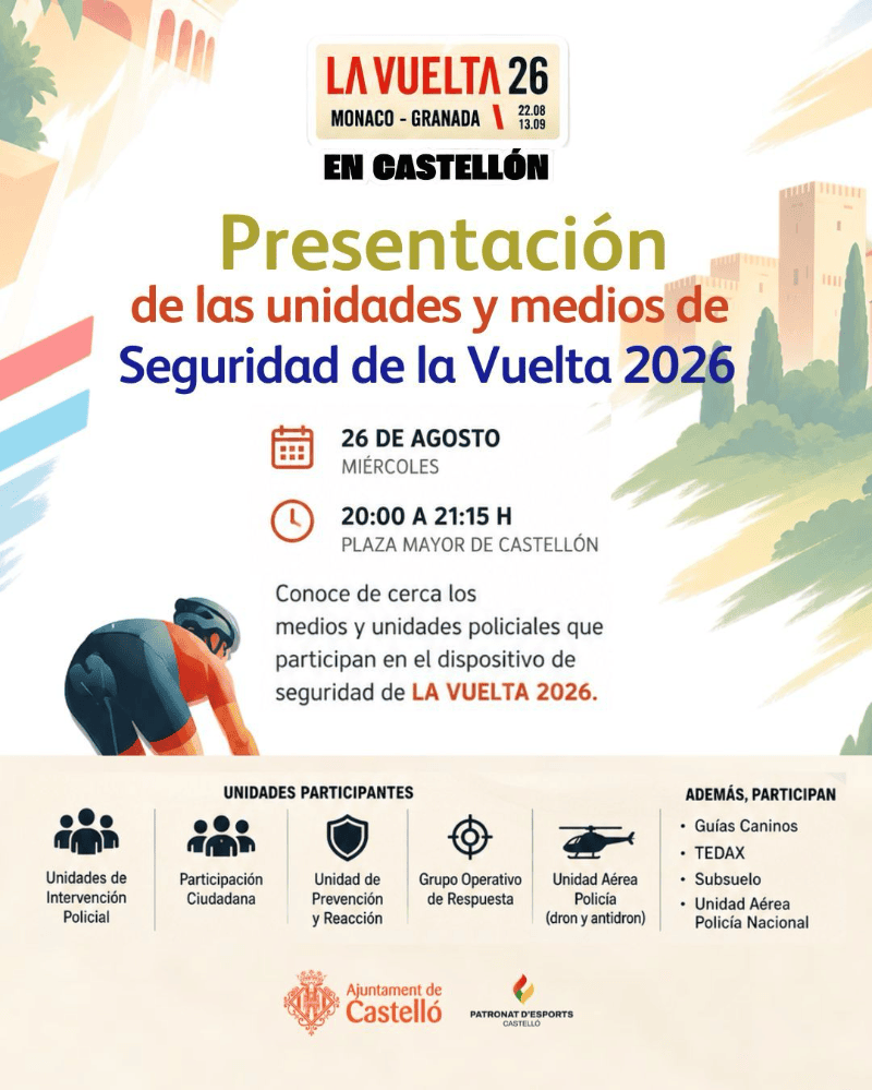 La Plaza Mayor acogerá mañana la presentación de las unidades de seguridad de La Vuelta 2026