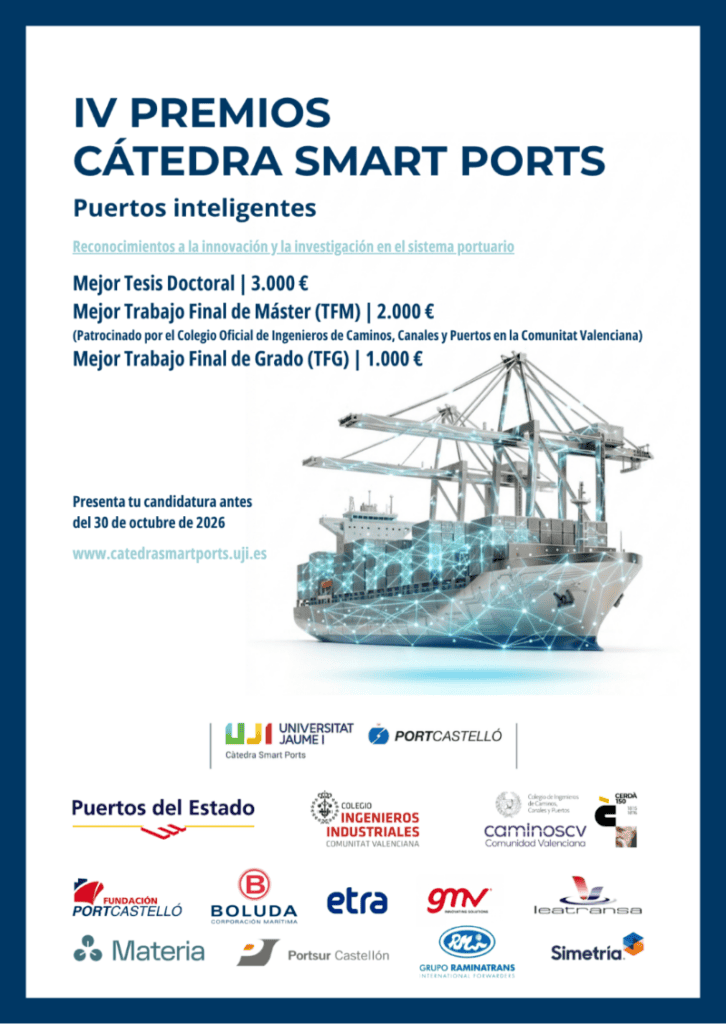 PortCastelló y UJI convocan los IV Premios Cátedra Smart Ports para impulsar el talento y la innovación en los puertos del futuro
