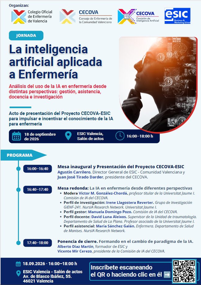 CECOVA y ESIC impulsan con una jornada el conocimiento de la inteligencia artificial aplicada a Enfermería