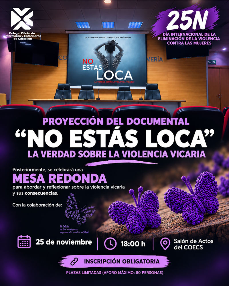El COECS visibiliza la violencia vicaria el 25N con la proyección del documental «No estás loca, la verdad sobre la violencia vicaria»
