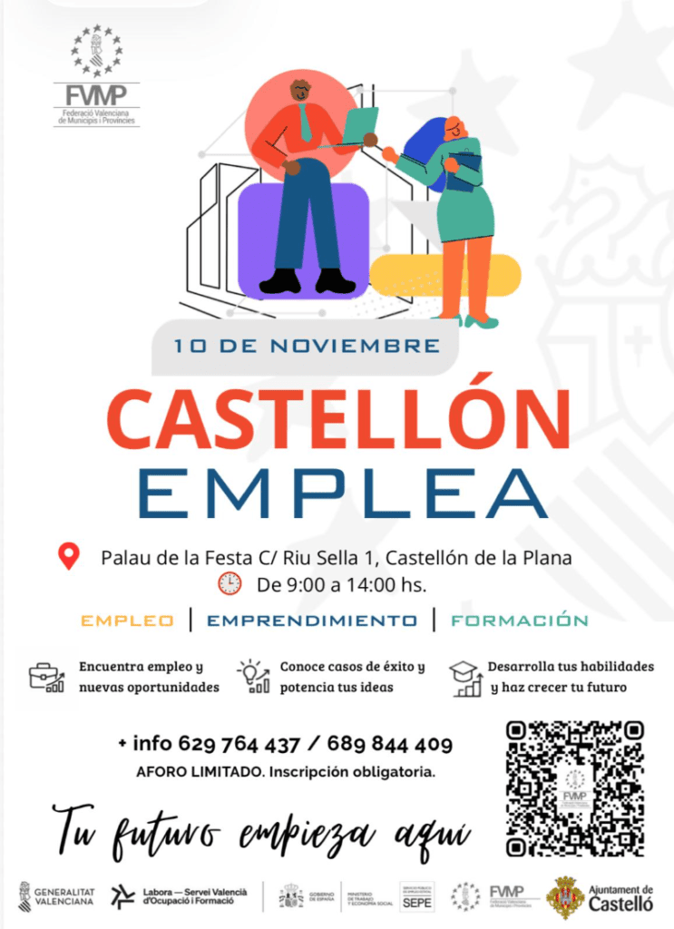 Castellón acoge el 10 de noviembre la feria Castellón Emplea con ofertas laborales para los jóvenes