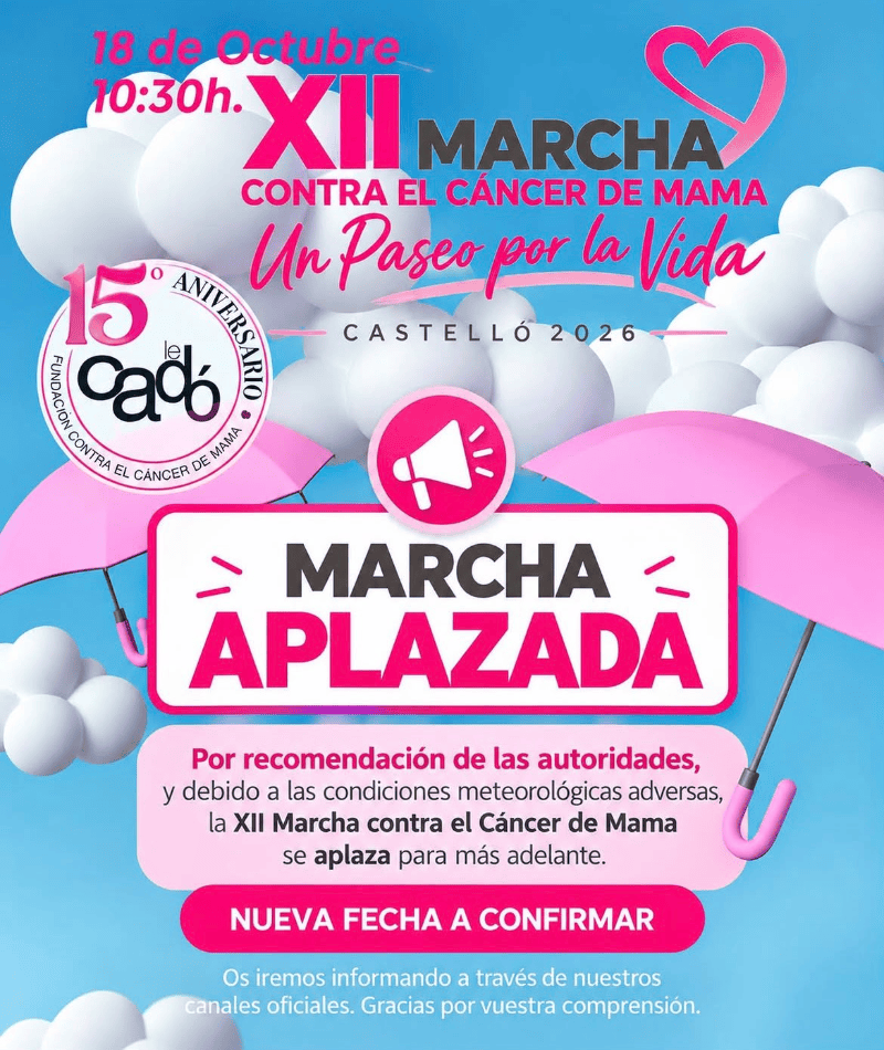 Aplazada la «Marcha contra el cáncer de mama»