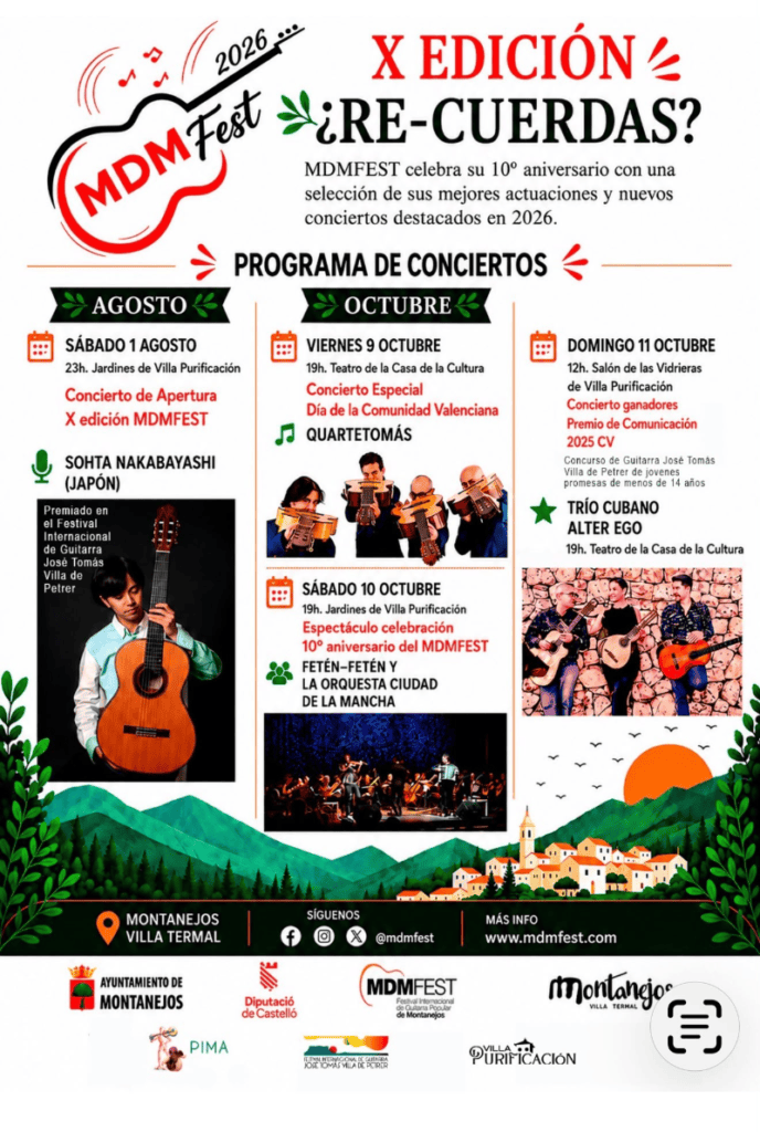 Montanejos celebra el puente de octubre con tres conciertos de la décima edición del MDMFEST